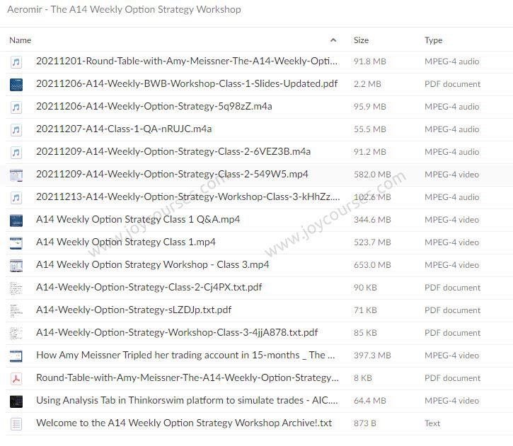 Aeromir - The A14 Weekly Option Strategy Workshop