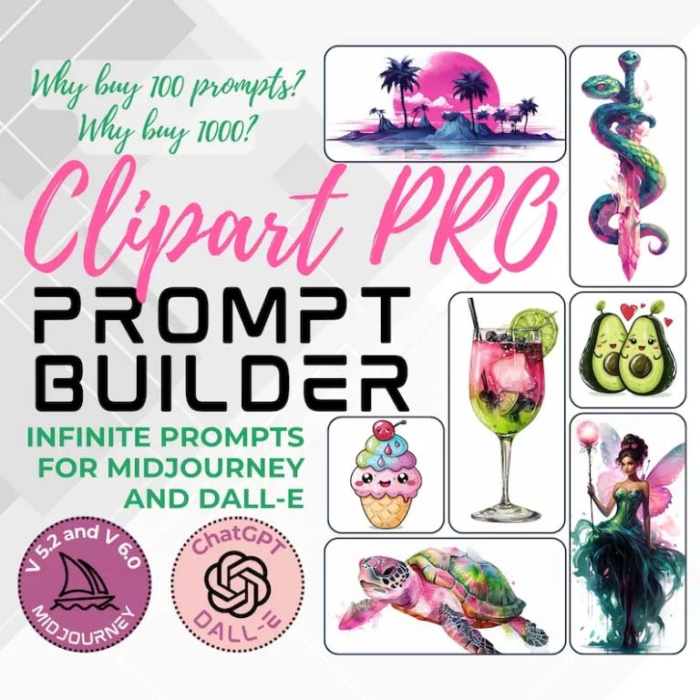 AIcreativeTools – Clipart Prompt Builder PRO Version for Midjourney